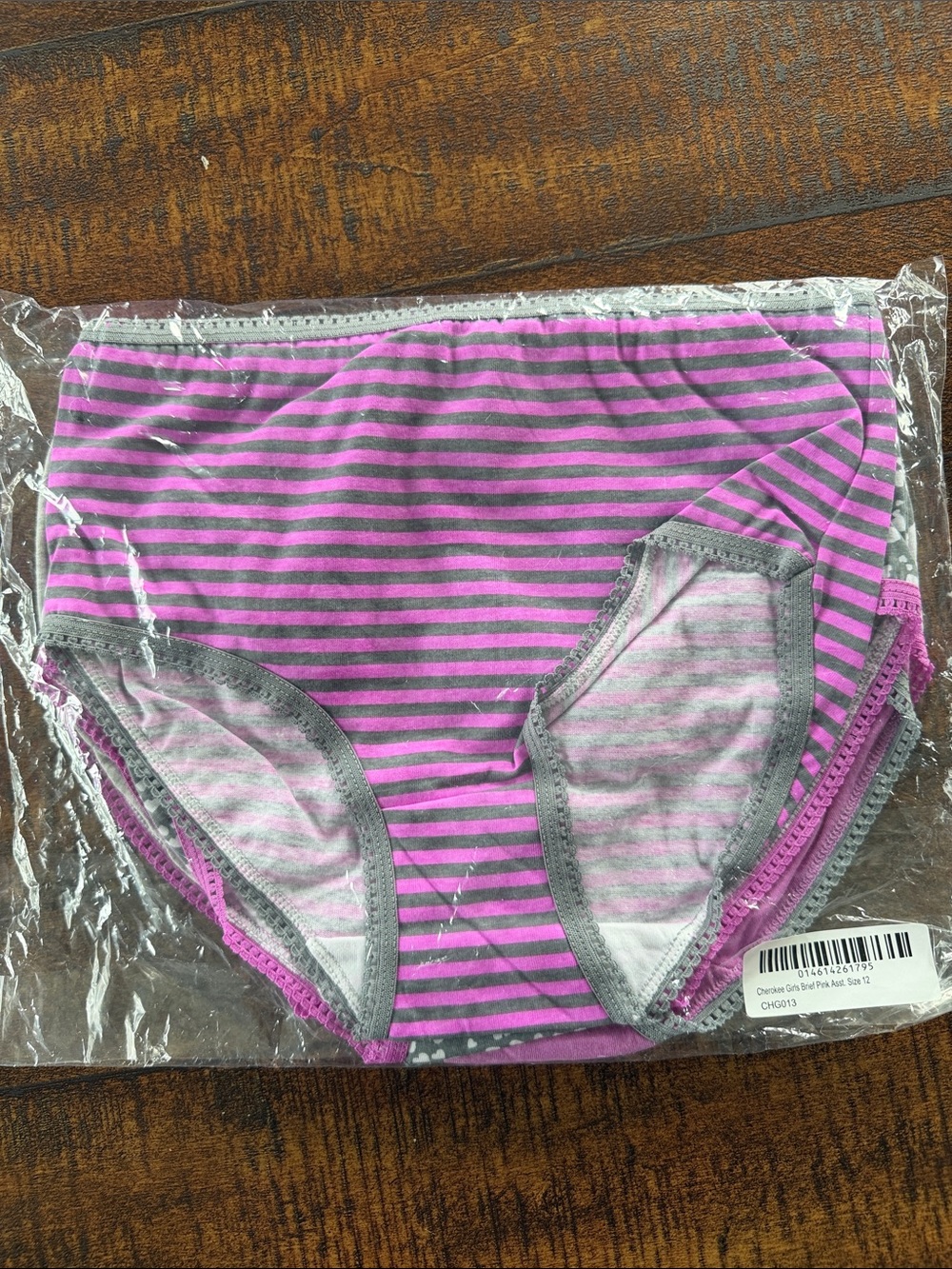 Cherokee Girls Pink & Gray Patterned Briefs - 6 Pack - Picture 3 of 4